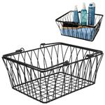 Spectrum Diversified Twist Storage Handles, Modern Farmhouse Décor Farmer’s Market-Style Wire Basket for Organizing Bathroom, Pantry & Craft Room, Medium, Black