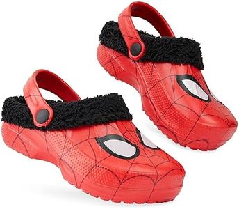 Marvel Boys Clogs - Spiderman Fleece Lined Clogs Kids Size 9-2 Anti Slip Sole Indoor or Outdoor Wear - Spiderman Gifts (Red, 9.5)