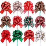 PintreeLand Christmas Pull Bows Large Gift Bows Ribbon 40mm 12PCS for Xmas Present Gift Wrapping, Christmas Decorations, Florist