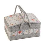 Hobby Gift Twin Lid Hamper Style Faux Wicker Sewing Hobby Storage Box, Wildflowers (MRLTHB)