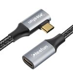 CLEEFUN Right Angle USB C Extension Cable 2m, 90 Degree [USB 3.2/10Gbps] 4K 60Hz 100W Type C to C Fast Charge&Sync Male to Female Extender Cord for iphone 15 MacBook iPad Pro/Air,Galaxy S23 S22 Ultra