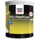 Berger HomeShield PU Roofkoat Waterproofing Membrane Crack Bridging for Roofs Terraces Exterior Walls UV Resistant Solution Green Pro Certified (4L, White)