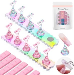 MelodySusie Aurora Nail Stand for Press Ons, 2 Sets Acrylic Magnetic Nail Stand for Painting Nails Display Fake Nail Tip Reusable Adhesive Putty for Home DIY Salon Supplies