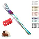 Kyraton Rainbow Dinner Forks Set of 12 Pieces, 20.8cm Titanium Colorful Table Forks Silverware for Home, Hotel, Restaurant, Hotel. Dishwasher Safe
