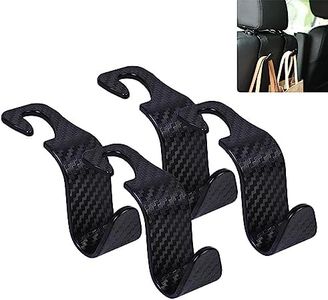 Toiyason Car Seat Headrest Hook Universal Vehicle Seat Hook Hangers Interior Storage Organizer for Purse Handbag Coats Umbrellas Grocery Bags 4 Pack Black