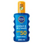 NIVEA SUN Protect & Dry Touch Invisible Sun Spray SPF 50 (200 ml), Water-Resistant Sun Oil, Immediate Protection against UVA & UVB Rays, Transparent/No White Marks