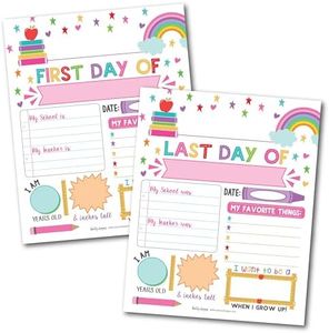 First Day of School Sign – 10 Double-Sided First & Last Day Boards, 8x10 Back to School Sign Photo Prop for Kids, First Day of School Board for Preschool, Kindergarten, and Grade School - Rainbow Pink