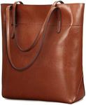 Kattee Vintage Genuine Leather Tote Shoulder Handbag for Woman with Adjustable Handles (Brown)