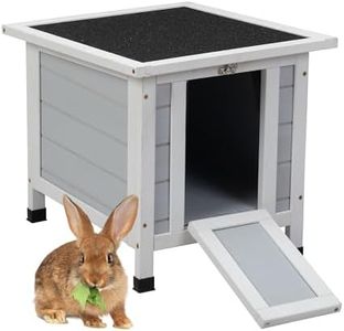 COZIWOW Rabbit Hutch, Outdoor Cat House Weatherproof, Bunny Cage Indoor with Openable, Portable Small Animals Shelters with Nonslip Ramp for Hideout Rabbits/Feral Cats/Chicken/Duck/Small Animals-Gray