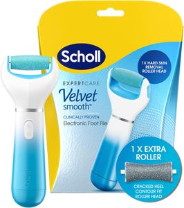Scholl Velvet Smooth Electric Foot File – Hard Skin & Callus Remover with Cracked Heel Roller