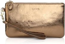 befen Genuine Leather Wristlet Clutch RFID Blocking Bag Cell Phone Wallet Purse Smartphone Wristlet Wallet Purses and Handbags for Women, Bronze