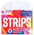 STRIPS Laundry Detergent Sheets Fresh Linen Travel Pack (3ct, 6 loads) Eco Liquidless Soap, Travel-Friendly, Dissolves in Hot & Cold, Hypoallergenic, Tackles Tough Stains & Odors