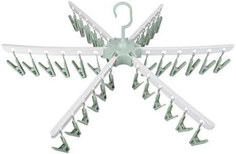 Swivel Hook Plastic 36 Pegs Drying Rack Clothes Hanger for Underwear Socks Gloves (Green) (Green)