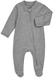 Aablexema Organic Cotton Baby Footies Pajamas with Mittens - Neutral Newborn Infant Zip Up Sleep Play(Grey,0-3m)