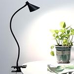 Desk Lamp Clip Light, 3 Light Modes 5 Dimmable Brightness Book Reading Light, Eye-Caring Bedside Lamp, Flexible Neck Table Clamp Lamp for Office, Bedroom, Work, Study(Black)