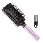 Vega Paddle Hair Brush with Cleaning Comb (India's No.1* Hair Brush Brand) for Men & Women| Wide Detangler Brush for Long, Thick & Curly Hair | Smooth & Shiny Finish | Hair Comb for Men | (E18-PB)