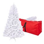 6ft White Artificial Christmas Tree, Arbol de Navidad with 1000 Branch Tips, Fake Christmas Tree, Premium Spruce Xmas Tree with Fold-Able Metal Base Stand