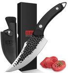 SHAN ZU Chef's Knife Handmade Forged Kitchen Knives with Leather Sheath High Carbon Steel Boning Knife Cooking Knife with Full Tang G10 Waterproof Handle, Professional Chef Knife for Home and Outdoor