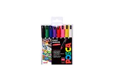 POSCA PC-1MR Permanent Marker Paint Pens. Ultra Fine Tip for Art & Crafts. Multi Surface Use On Wood Metal Paper Canvas Cardboard Glass Fabric Ceramic Rock Pebble Porcelain. Set of 8 Standard Colours