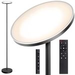 OUTON Floor Lamp Modern, LED Torchiere Lamp 30W 3000LM, Tall Standing Lamp with 4 Color Temperatures, Stepless Dimmable, Remote and Touch Control, 1 Hour Timer for Living Room Bedroom, Black