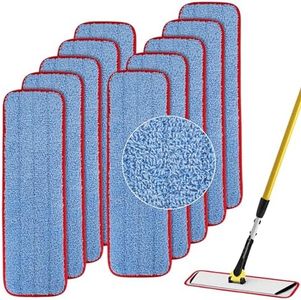 Microfiber Mop Pads for Rubbermaid Commercial 18 Inch Mop and 17 Inch Mop - 10 Pack Reusable Wet & Dry Cleaning Mop Head Replacement Refills Fit for Any Microfiber Flat Mop System 18" and 17"