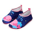 HausFine Kids Water Shoes Beach Socks Boys Girls Barefoot Quick-Dry Non-Slip Swim Socks Aqua Water Shoes Kids Multicolor Cartoon Dinosaur Starfish Whale Water Shoes, Blue Pink Whale, 30/31 EU