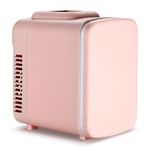 Simple Deluxe Mini Fridge, 4L/6 Can Portable Cooler & Warmer Freon-Free Small Refrigerator, Provide Compact Storage for Skincare, Beverage, Food, Cosmetics, for Bedroom, Office, Dorm, Pink