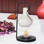 Pure Source India Ceramic Aroma Oil Diffuser Hanging Burner for Home Fragrance Decoration and Gifting, 4 x 8 Inch (Hanging - Off-White)