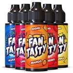 Fantasty Vape Liquid 5 x 100ml Blueberry + Cherry + Mango + Strawberry + Pineapple Vape Juice E Liquid 70/30 Ecig Juice Cigarette Liquid Sub Ohm Flavoured E Juice E Cigarette E-Liquid Nicotine Free