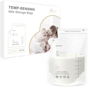 KISSBOBO 40Uds Bolsas Almacenamiento de leche materna,Función de detección de temperatura,sin BPA con doble cierre, autoportantes,de congelación y descongelación rápida,180 ml bolsa leche materna