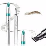 Eyebrow Pencil, 3D Waterproof Microblading Eyebrow Pen 4 Fork Tip Tattoo Pencil, Long Lasting Brow Tint for Makeup, Quickly Creating Natural Eyebrows for Beginners(Light Brown)