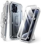 SUPCASE Unicorn Beetle Pro Case for iPhone 15 Pro Max 6.7", Built-in Screen Protector & Kickstand & Belt-Clip Heavy Duty Rugged Case (Clear)