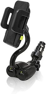 Bracketron TekGrip 12V Power Dock Mount Phone Holder Two Charging Ports Hands Free iPhone X 8 Plus 7 SE 6s 6 Samsung Galaxy S9 S8 S7 S6 Note Google Pixel 2 XL LG Nexus Sony Nokia BT1-663-2, Black