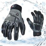 Vgo -20℃/-4°F Winter Mechanic Gloves, Cold Weather Waterproof Heavy Duty Work Gloves,Cold Storage,Impact & Vibration Reduction(1 Pair,XL,Gray,CA7722FLWP)