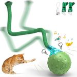 IOKHEIRA Interactive Cat Toy, Cat Toys for Indoor Cats Adult, Motion Activated Automatic Moving Ball Toy, Electric Automatic Cat Toys with 2 Long Tail Teaser Suitable for All Floors and Carpets, Green