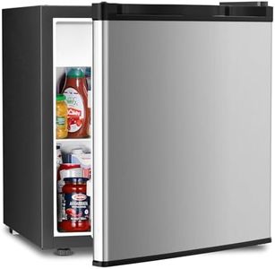 Antarctic Star Compact Refrigerator Mini Fridge with Freezer, Single Reversible Door, Dorm Fridge, Wire Shelf, Defrost Button, for Bedroom, Office, kitchen, 1.7 Cu. Ft, Steel
