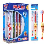 MAXI Goldie Kids Soft Toothbrush for 2+ Years, Multicolor (Pack of 12)