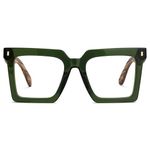 Zeelool Vintage Square Wood Arm Eyeglasses Frame for Men with Non-prescription Clear Lens ZJGX320783-03 Green