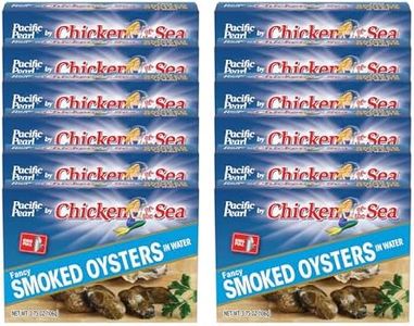 Pacific Pearl Fancy Smoked Oysters in Water 3.75 oz (Pack of 12)