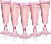 MATANA 96 Premium Elegant Pink Plastic Champagne Flutes, 150ml - Reusable Toasting Glasses, Cocktail Prosecco Glasses for Weddings, Birthdays, Christmas, Bridal Showers, Themed Parties