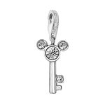 Quiges 925 Sterling Silver White Cubic Zirconia Cartoon Mouse Key Lobster Clasp Charm Clip on Pendant