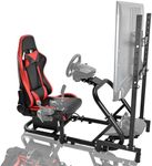 Anman Pro Flight Racing Simulator Cockpit(Red Seat)with Monitor Stand Fit for Logitech G25 G27 G29 G920 G923, Thrustmaster,Fanatec T3PA TGT, Racing, Gaming Mount Not Include Wheel Pedal and Handbrake