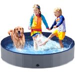 Niubya Foldable Dog Pool, Collapsible Hard Plastic Dog Swimming Pool, Portable Bath Tub for Pets Dogs and Cats, Pet Wading Pool for Indoor and Outdoor, 160 x 30 cm