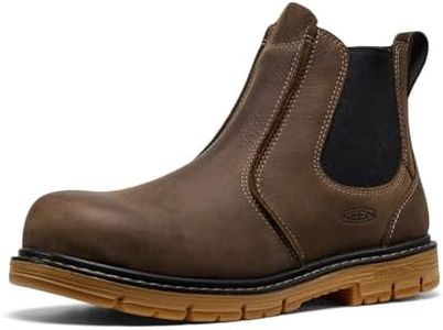 KEEN Utility Men's CSA San Jose Chelsea Alloy Aluminum Toe 90 Degree Heel Pull On Work Boots, Cascade Brown/Gum, 11 EE