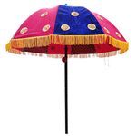 RAINPOPSON Garden Umbrella Rajasthani Decoration Cotton Umbrella Sun Protection, Weeding Decoration Outdoor Garden Decoration Umbrella (Not For Rain) 7ft