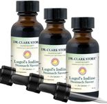 Dr. Clark Lugol’s Iodine 2% Solution - Aqueous and 2% Granular Iodine - Natural Stomach Relief and Healthcare - 1 fl. Oz with a Dropper 3Pack