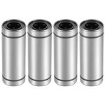 HiPicco Linear Ball Bearings, LM12LUU 12mm Bore Longer Linear Motion Bushing Double Side Rubber Sealed Rod Liner Shaft Parts for CNC Machine 3D Printer 4 Pack