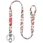 Blueberry Pet Spring Scent Inspired Floral Rose Print Turquoise Women Fashion Non Breakaway Lanyard Keychain for Keys/ID Card/Badge Holder, 1.25cm Wide