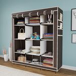 Whitecloud TRANSFORMING HOMES® 12 Shelves Collapsible Wardrobe Storage Organizer Shelves for Clothes Portable Racks Fabric Almirah Non Rustable Iron (88150) (126CM x 42.5CM x 166CM, Brown)