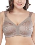 Deyllo Women's Full Coverage Plus Size Comfort Minimizer Bra Wirefree Non Padded(Toffee,40DD)